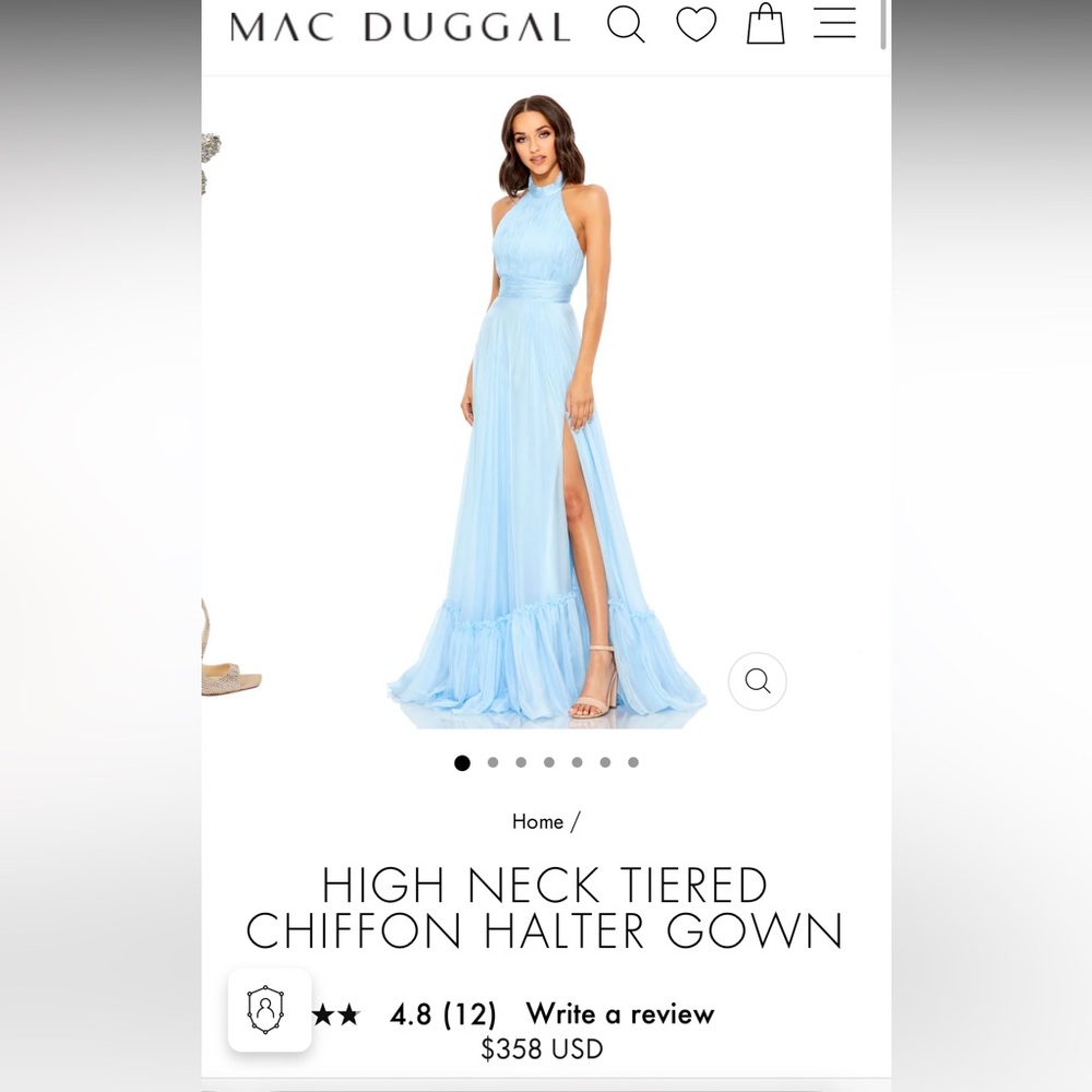 Mac Duggal size 2 HIGH NECK TIERED CHIFFON HALTER GOWN